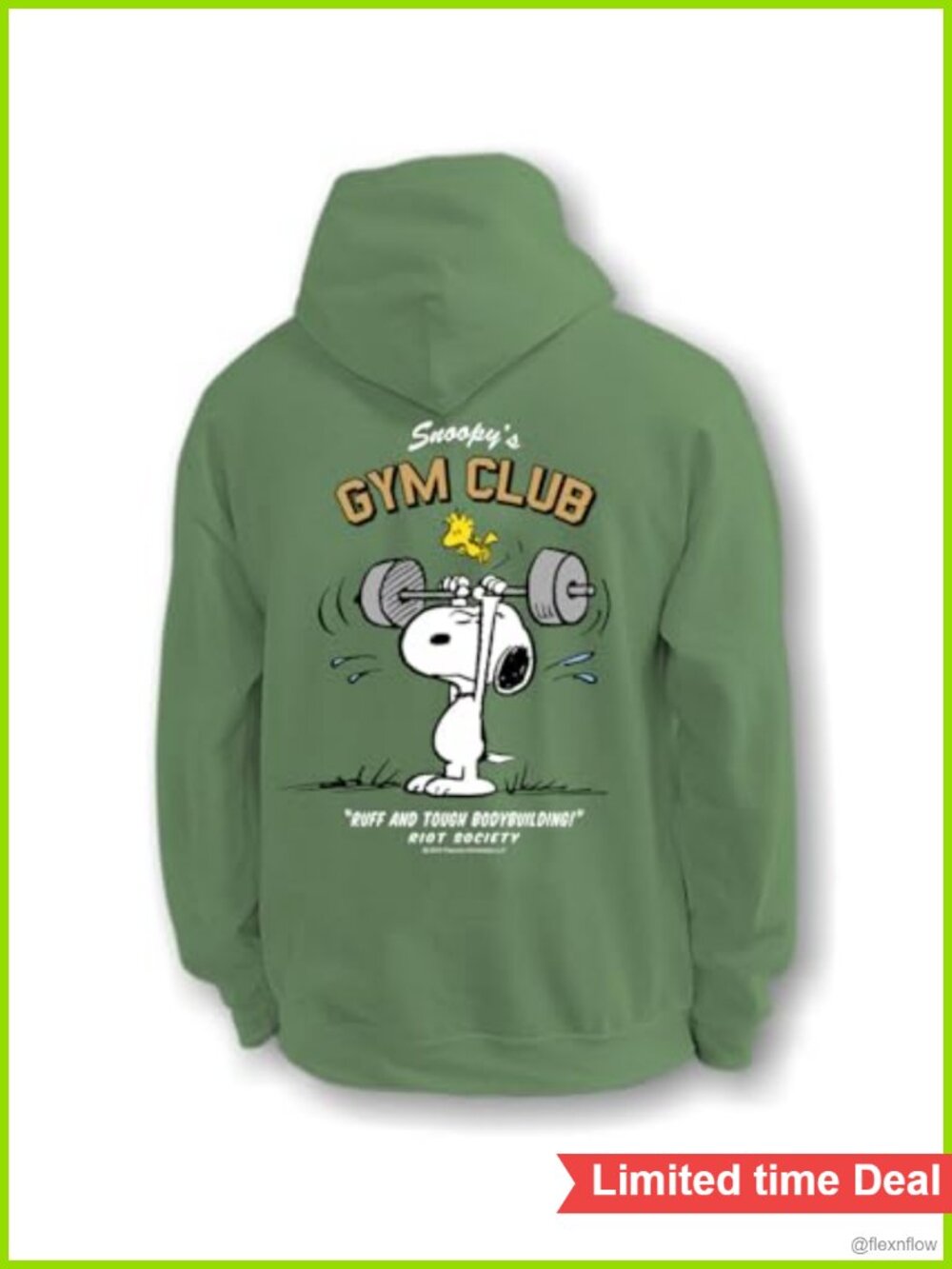 Snoopy & Woodstock Gym Club Graphic Hooded Sweatshirt 50% Polyester 50% Cotton